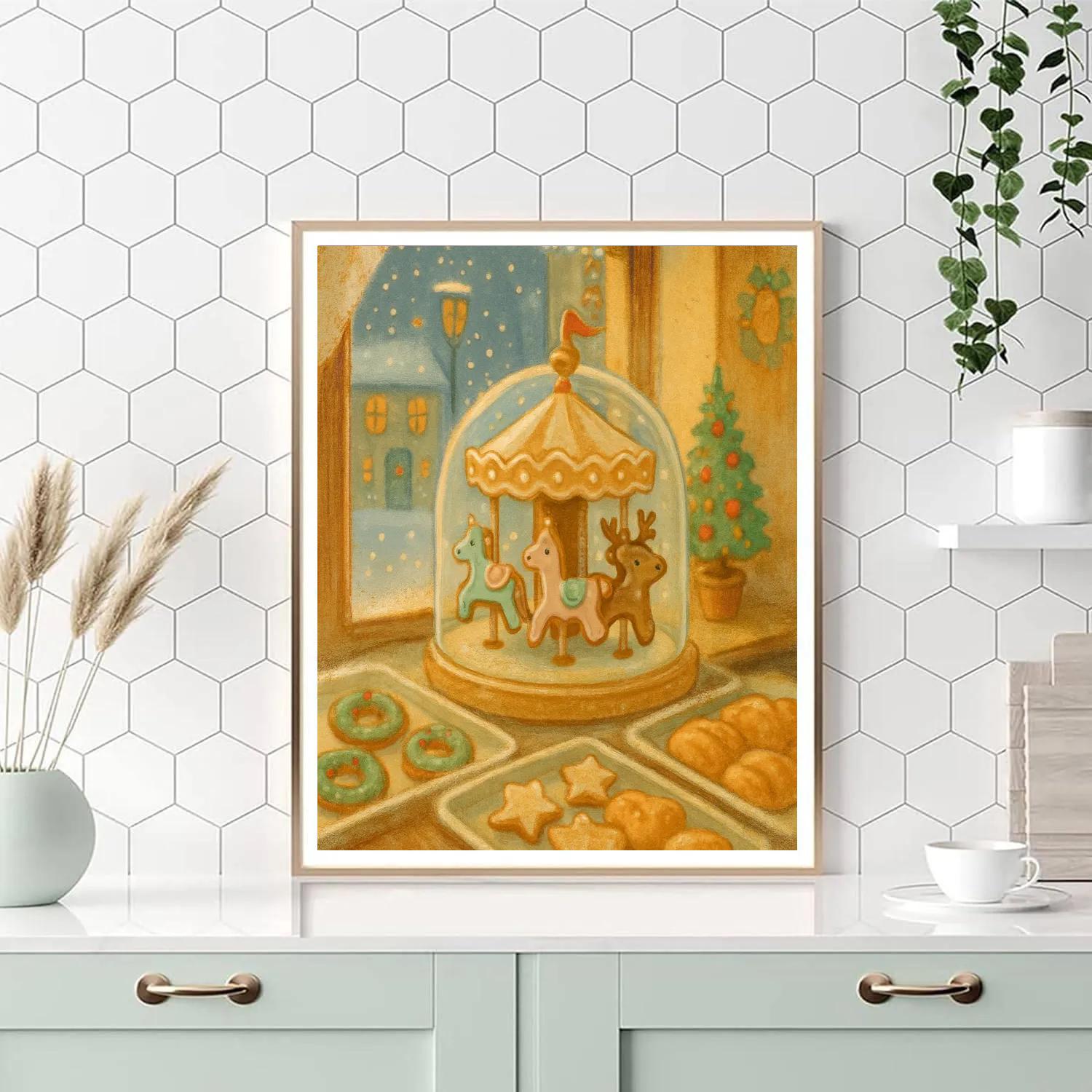 Winter Carousel Bakery Corner paint by number