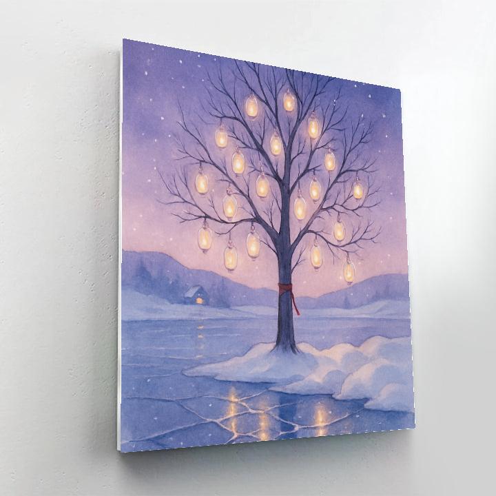 Frozen Lantern Tree At The Lake Number painting