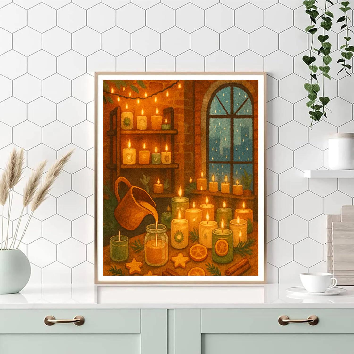 Christmas Candle Lab In The Loft painting number kit