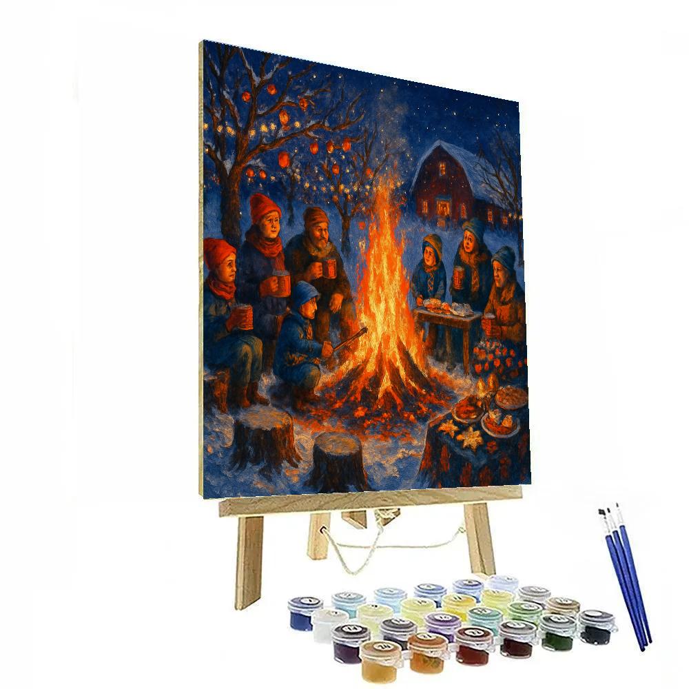 Holiday Orchard Bonfire Gathering paint by color
