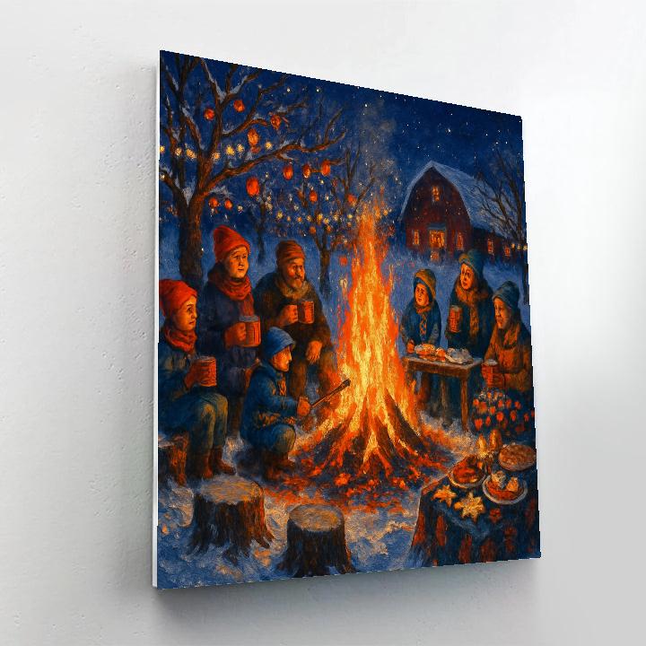 Holiday Orchard Bonfire Gathering paint by color