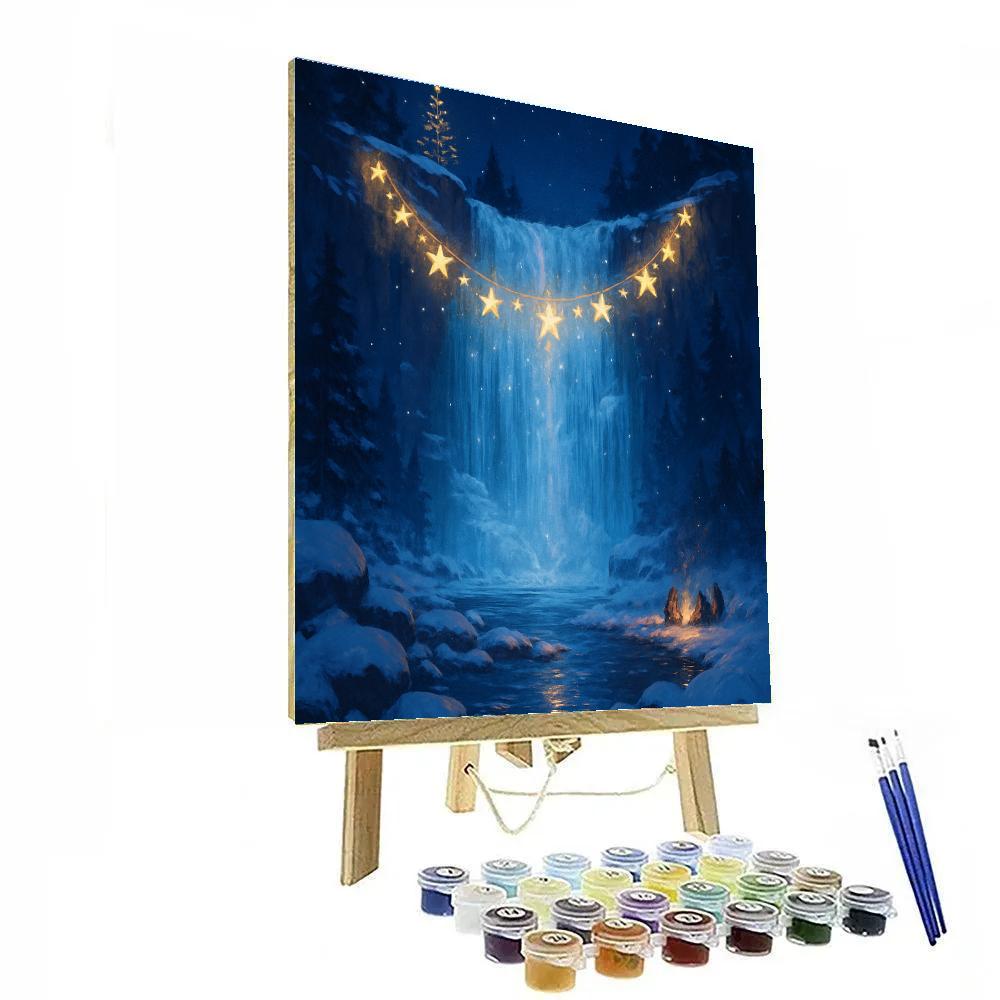 Star Garland Over Frozen Waterfall paint by numbers