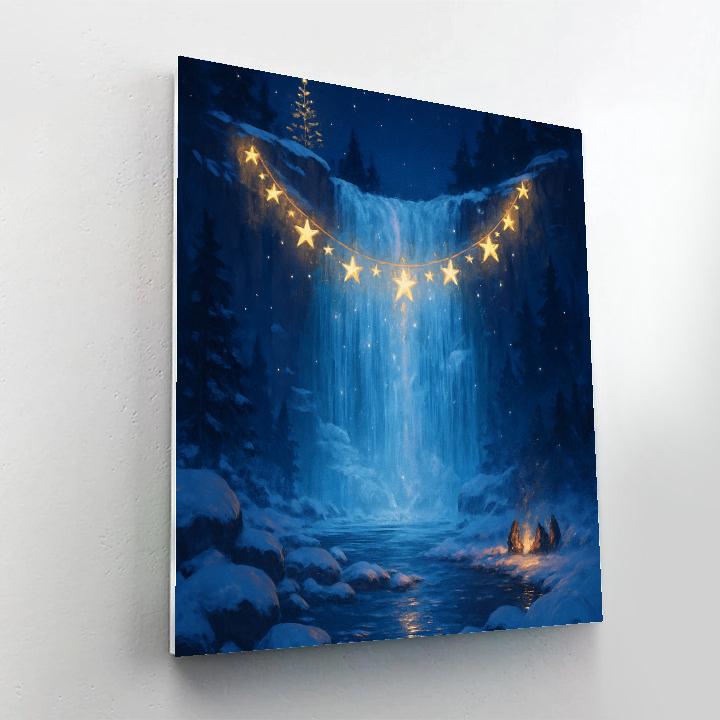 Star Garland Over Frozen Waterfall paint by numbers