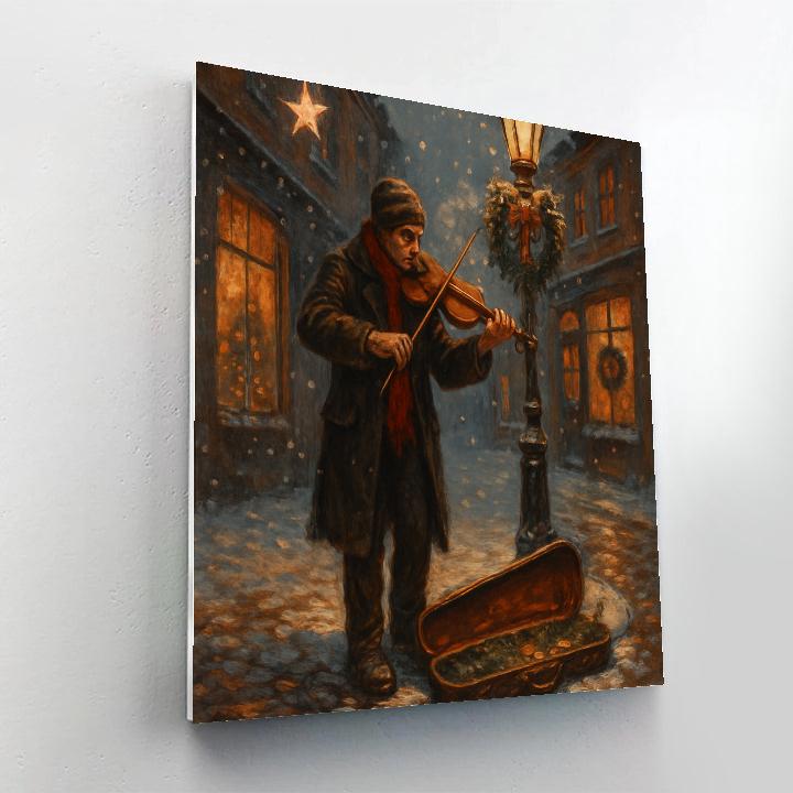 Holiday Street Violinist In The Snow Paint by numbers kits
