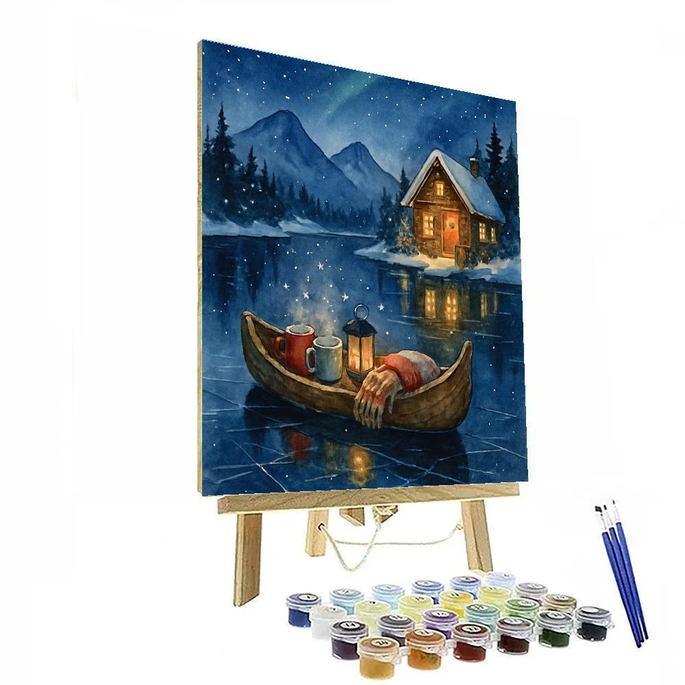 Starlit Cabin Hot Chocolate Canoe paint by number