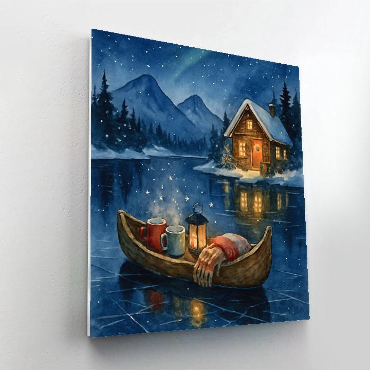 Starlit Cabin Hot Chocolate Canoe paint by number