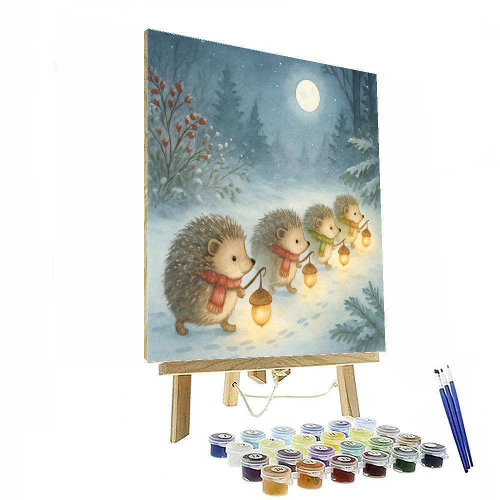 Snow Lantern Hedgehog Procession Painting by numbers kit