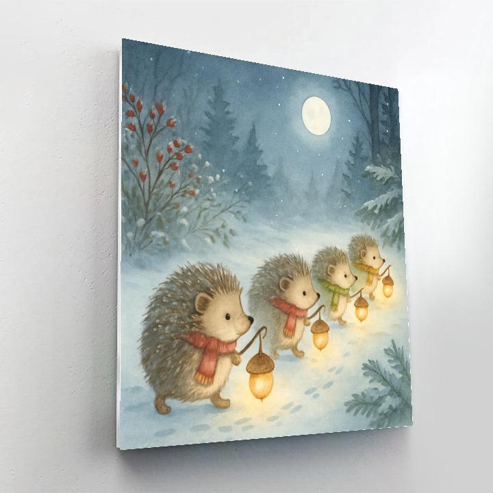 Snow Lantern Hedgehog Procession Painting by numbers kit
