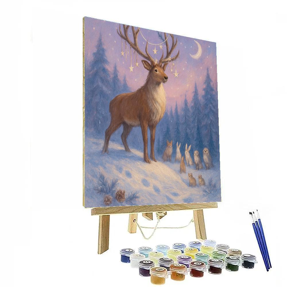 Icicle Crowned Forest King Reindeer Number painting