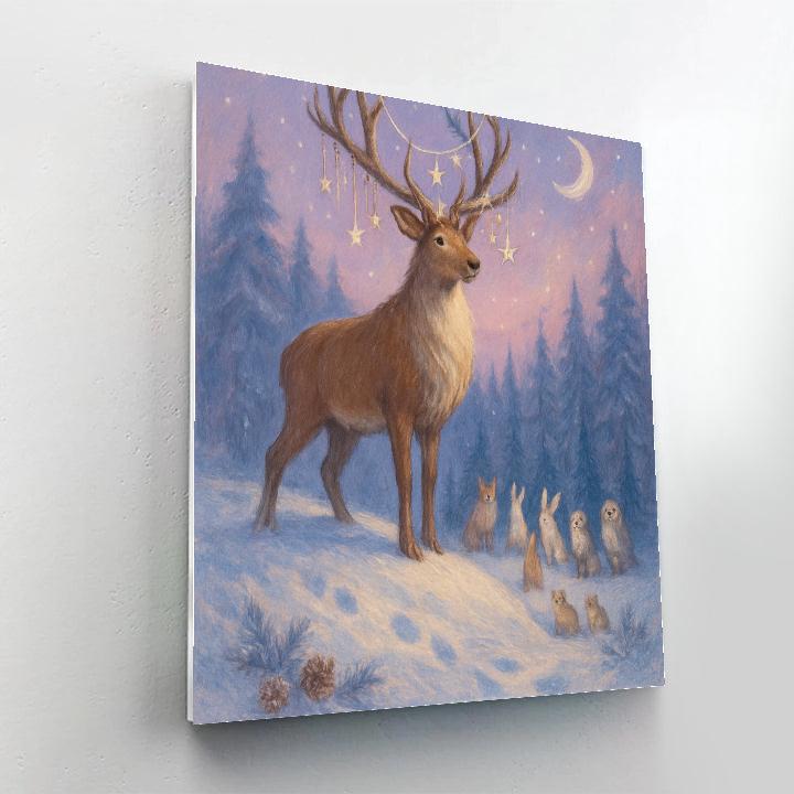 Icicle Crowned Forest King Reindeer Number painting