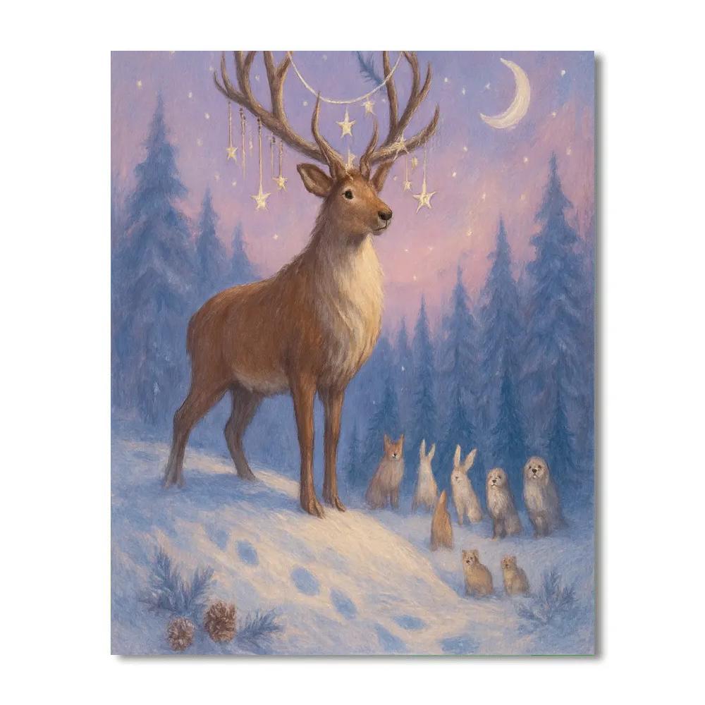 Icicle Crowned Forest King Reindeer Number painting