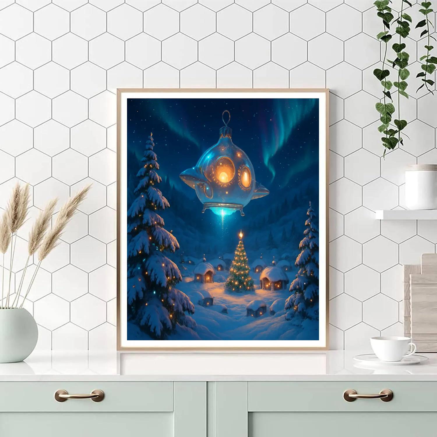 Christmas Winter Starship Village DIY paint by numbers