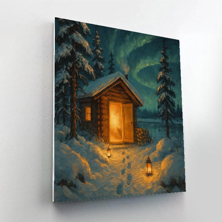 Lakeside Christmas Lantern Sauna painting number kit