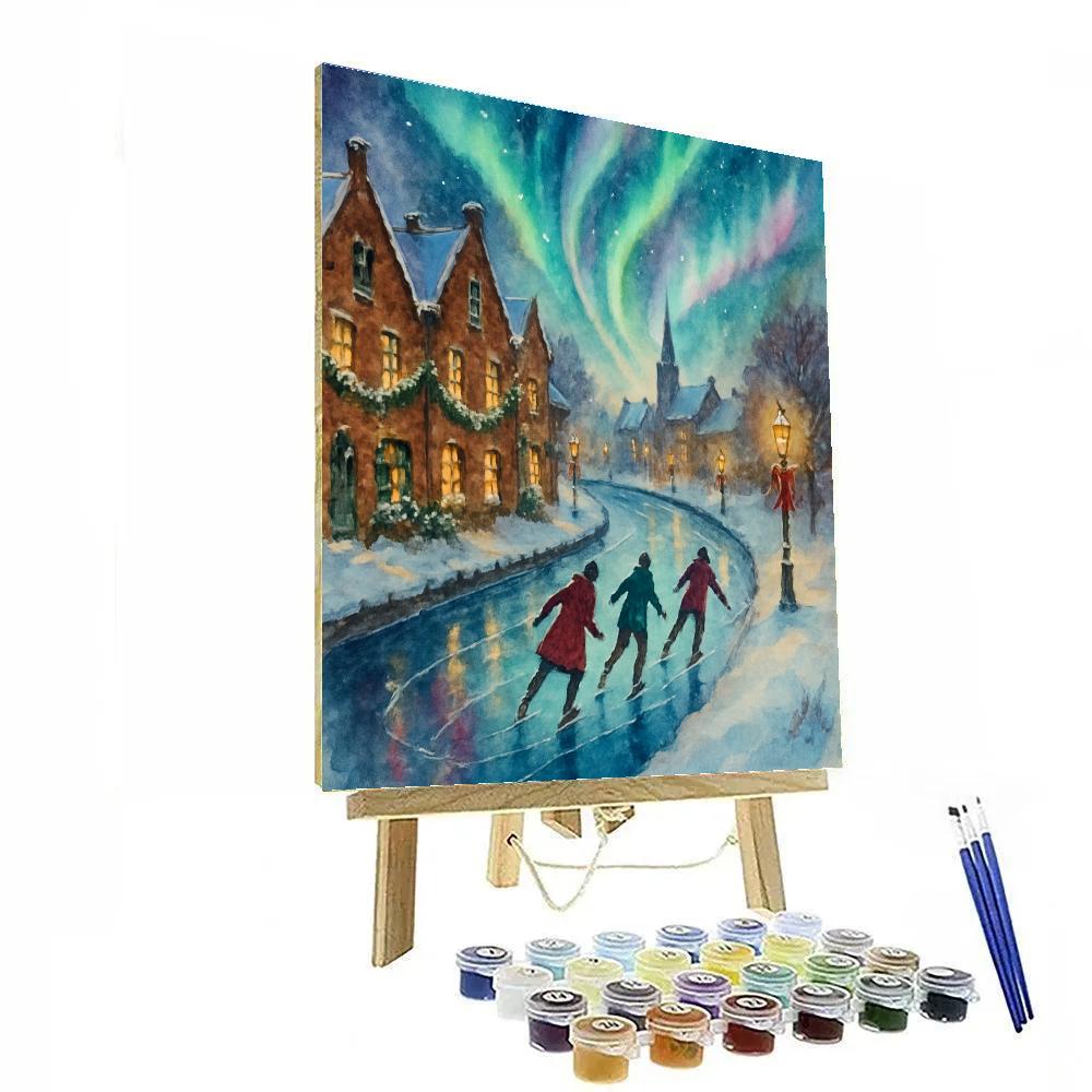 Aurora Reflections On Christmas Canal Ice paint by number
