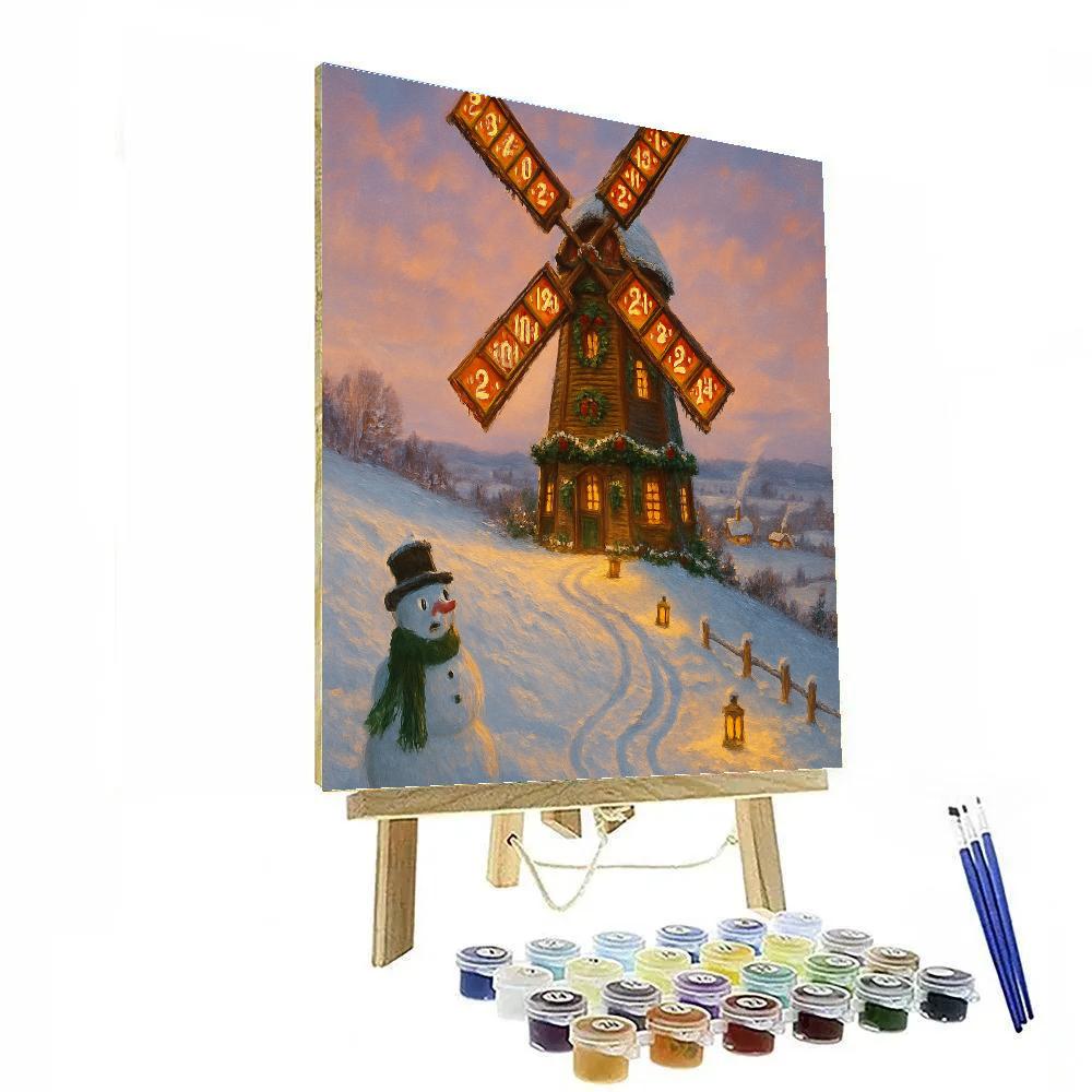 Snow Covered Windmill Advent Countdown Painting by numbers kit