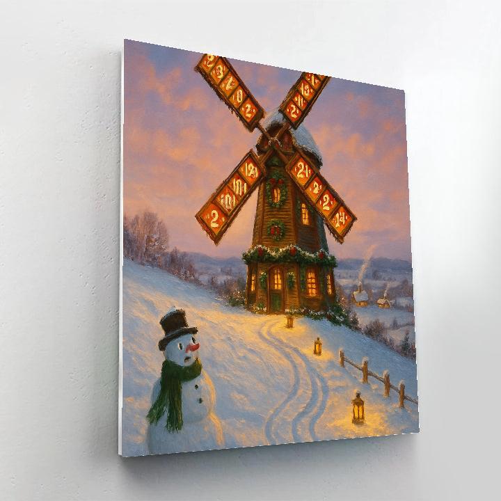 Snow Covered Windmill Advent Countdown Painting by numbers kit