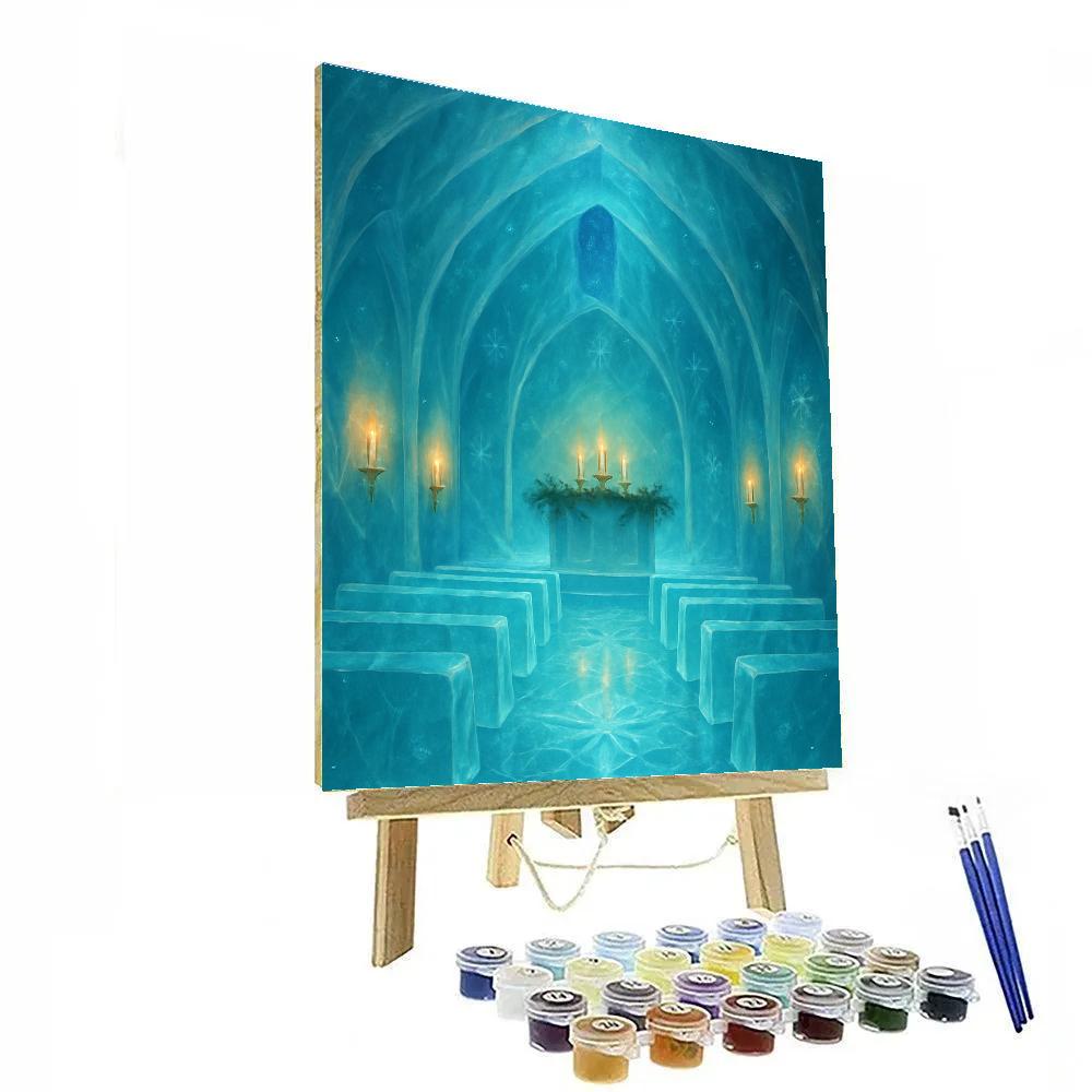 Glistening Glacier Chapel Interior Paint by numbers art