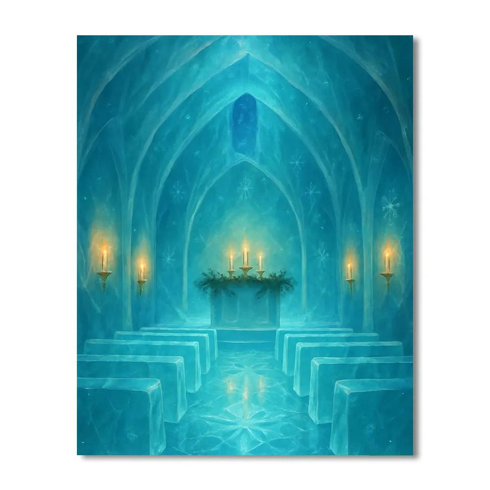 Glistening Glacier Chapel Interior Paint by numbers art