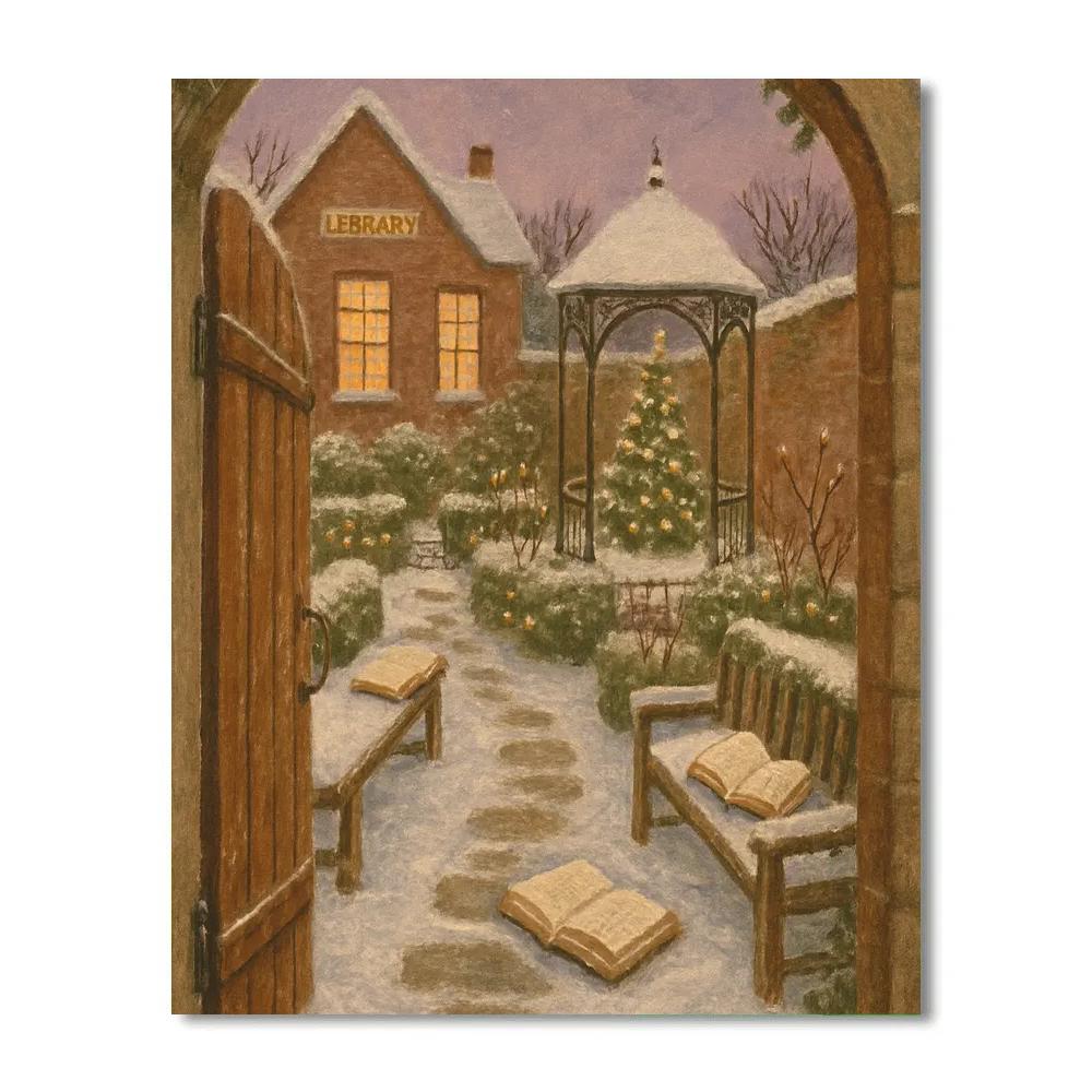 Holiday Secret Garden Behind The Library Paint by numbers kits