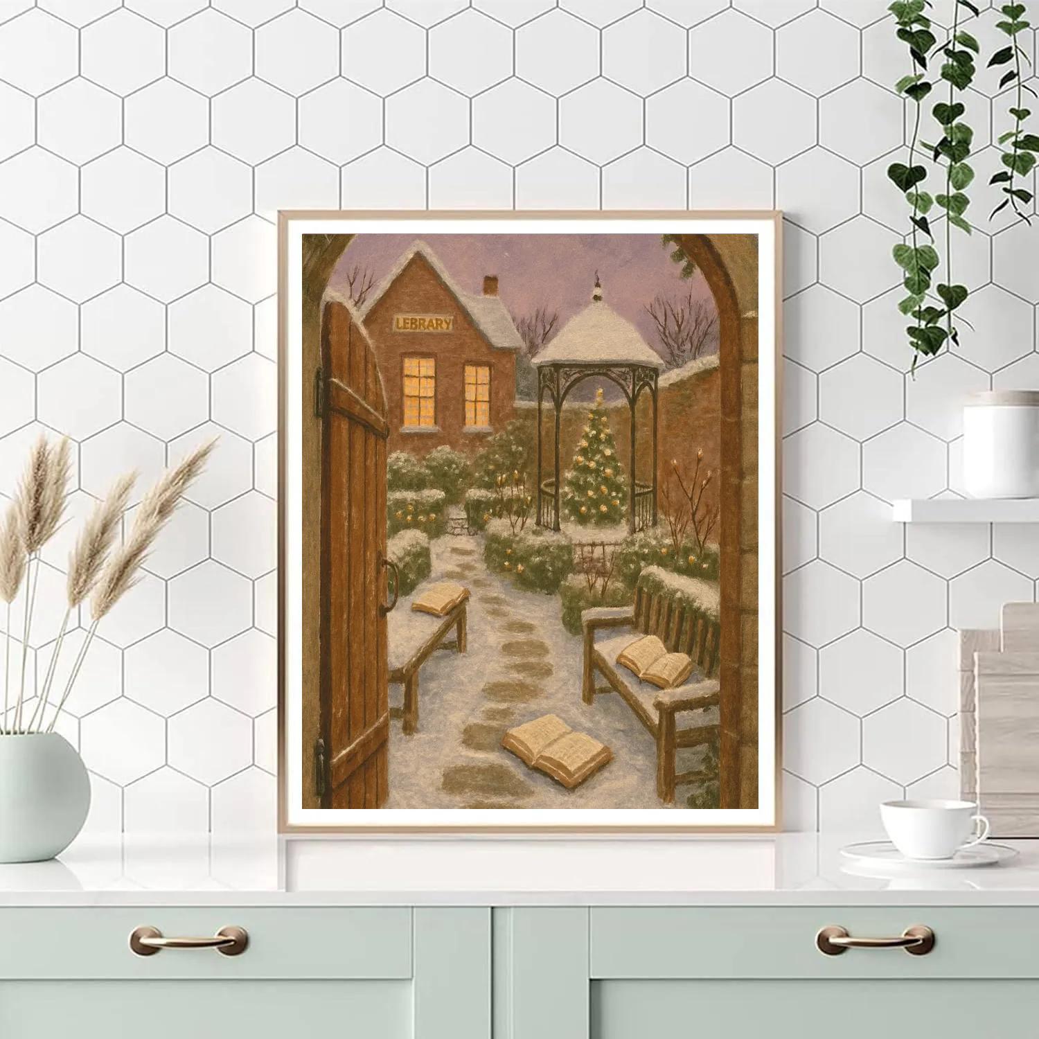 Holiday Secret Garden Behind The Library Paint by numbers kits