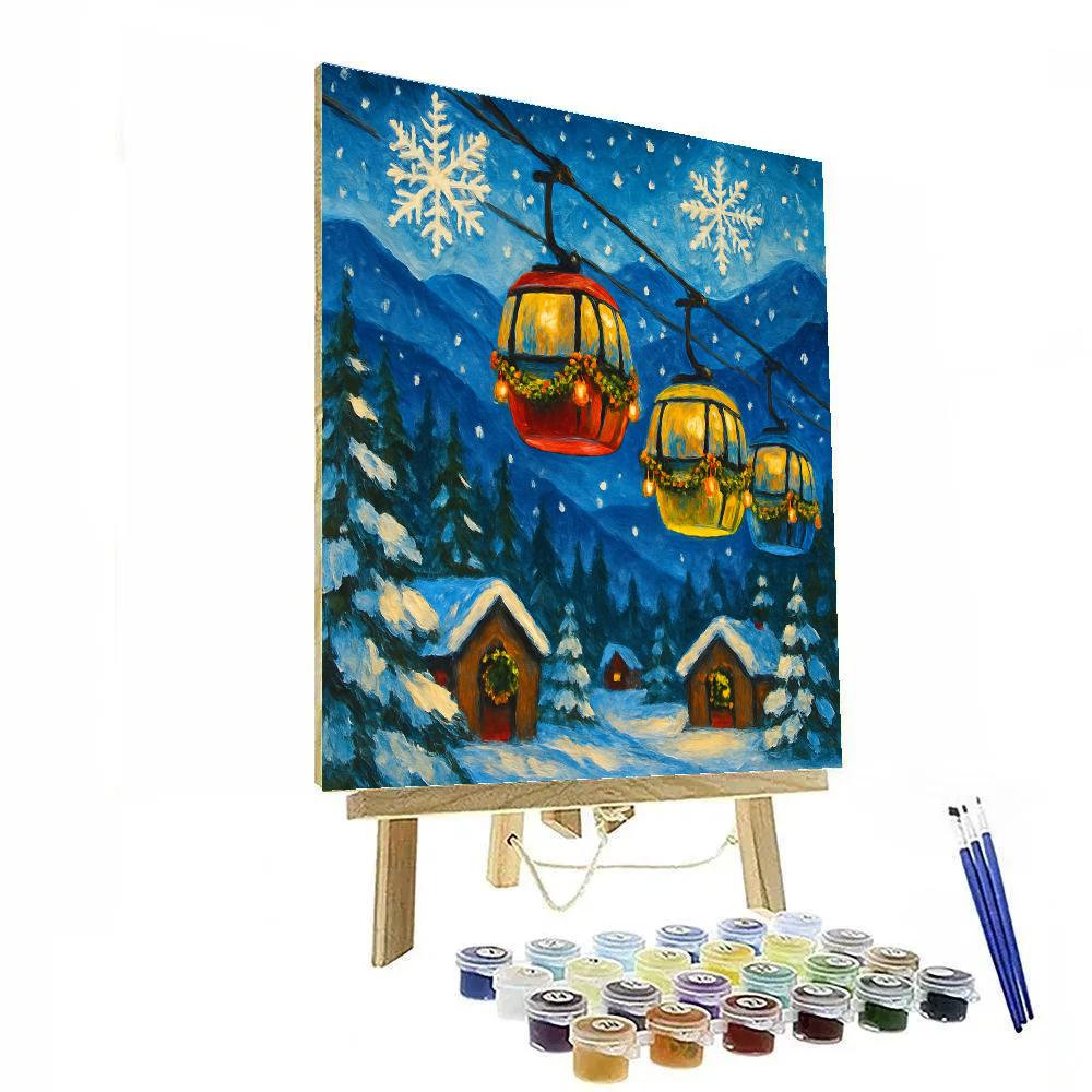 Snowflake Festival Over Mountain Cable Cars DIY paint by numbers