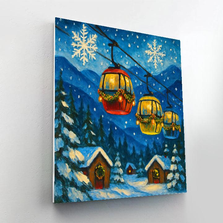 Snowflake Festival Over Mountain Cable Cars DIY paint by numbers