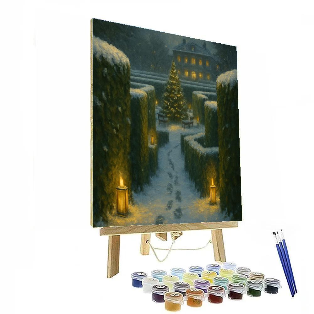 Christmas Winter Hedge Maze With Candlelight paint by color
