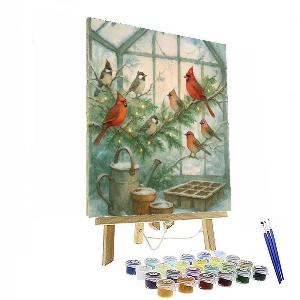 Frosted Greenhouse Choir Of Birds Paint by numbers art