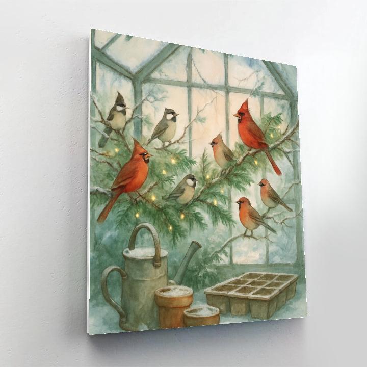 Frosted Greenhouse Choir Of Birds Paint by numbers art