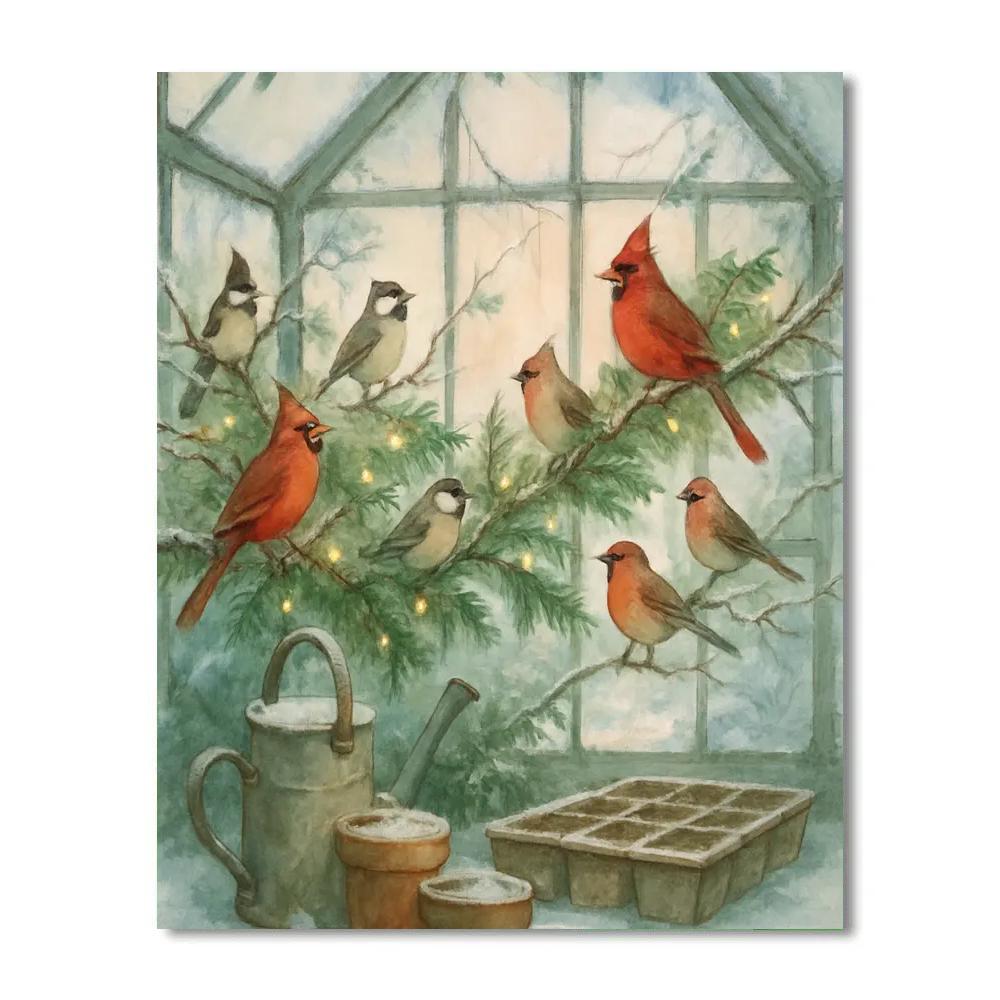 Frosted Greenhouse Choir Of Birds Paint by numbers art