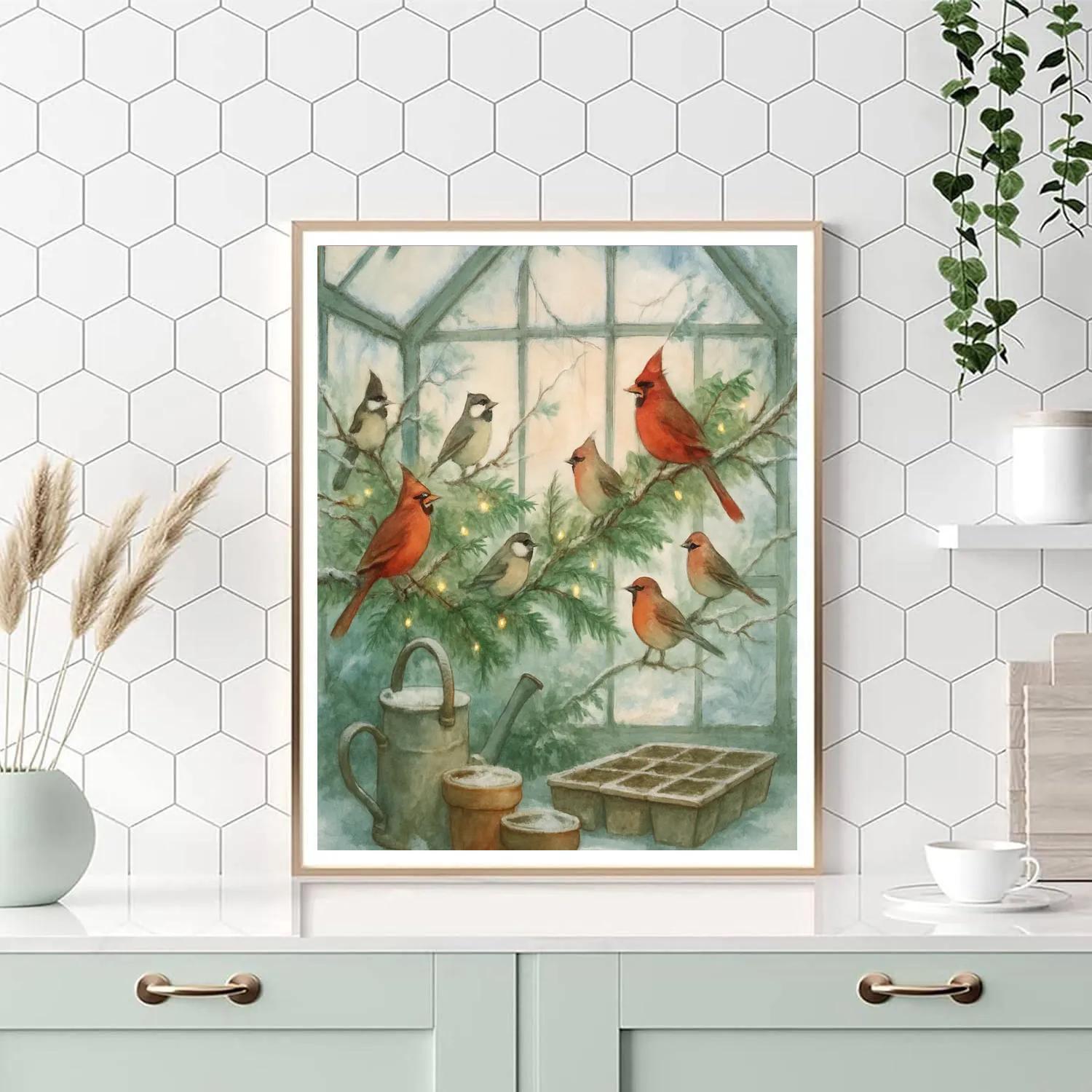 Frosted Greenhouse Choir Of Birds Paint by numbers art