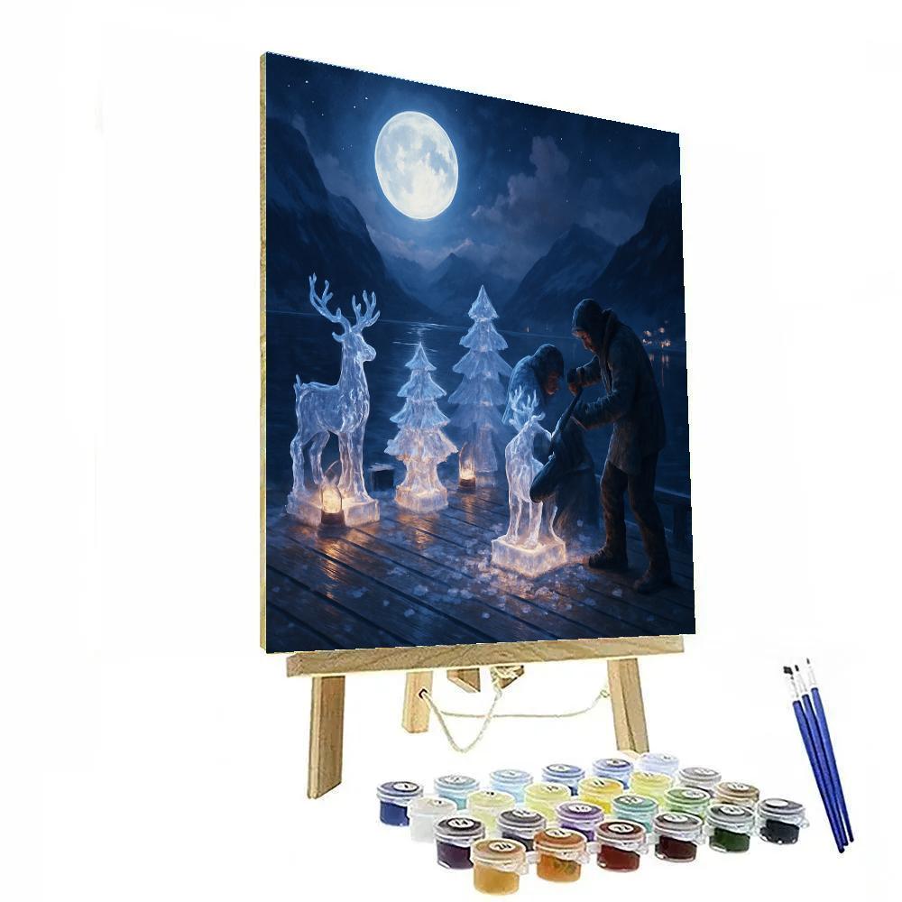 Holiday Moonlit Ice Sculptor Dock Number painting