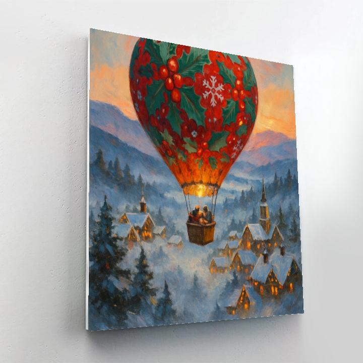 Christmas Winter Hot Air Balloon Over Valley Paint by numbers kits