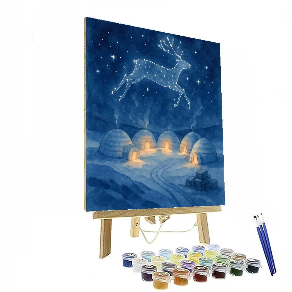 Reindeer Constellation Over Arctic Igloos Paint by numbers kits