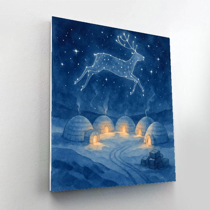 Reindeer Constellation Over Arctic Igloos Paint by numbers kits