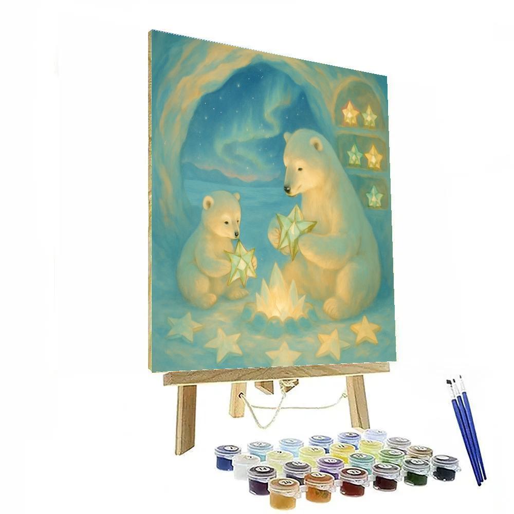 Polar Bear And Cub Star Lantern Workshop DIY paint by numbers
