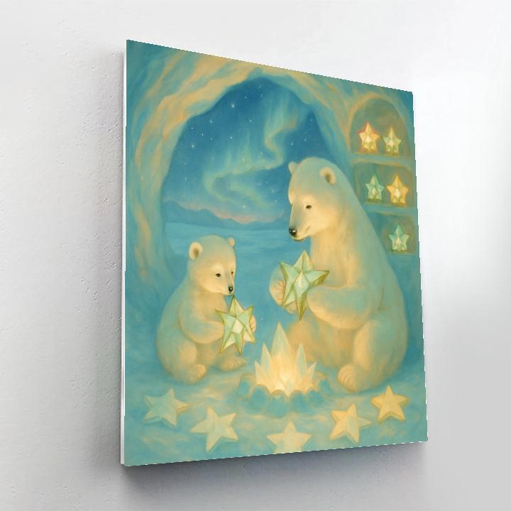 Polar Bear And Cub Star Lantern Workshop DIY paint by numbers