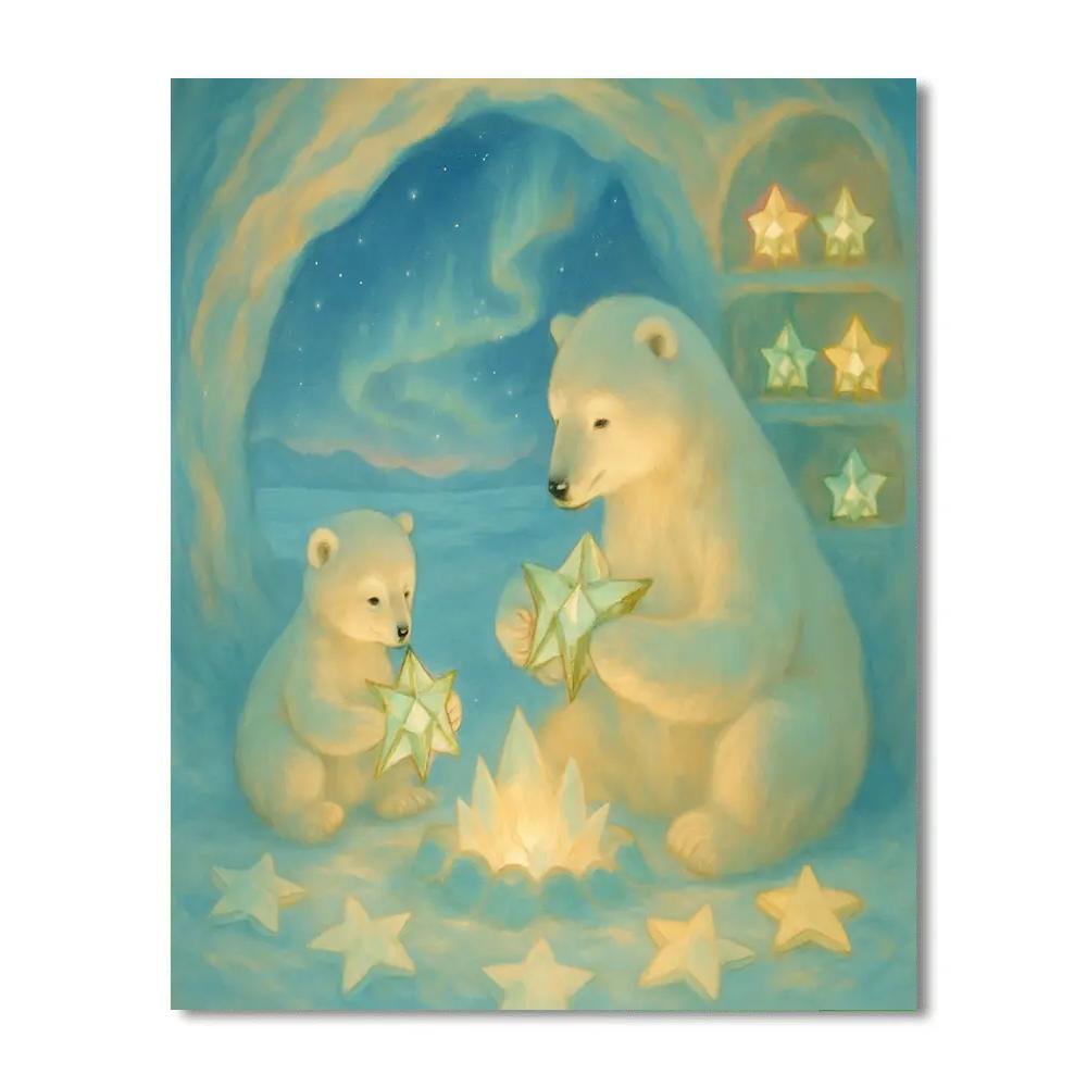 Polar Bear And Cub Star Lantern Workshop DIY paint by numbers