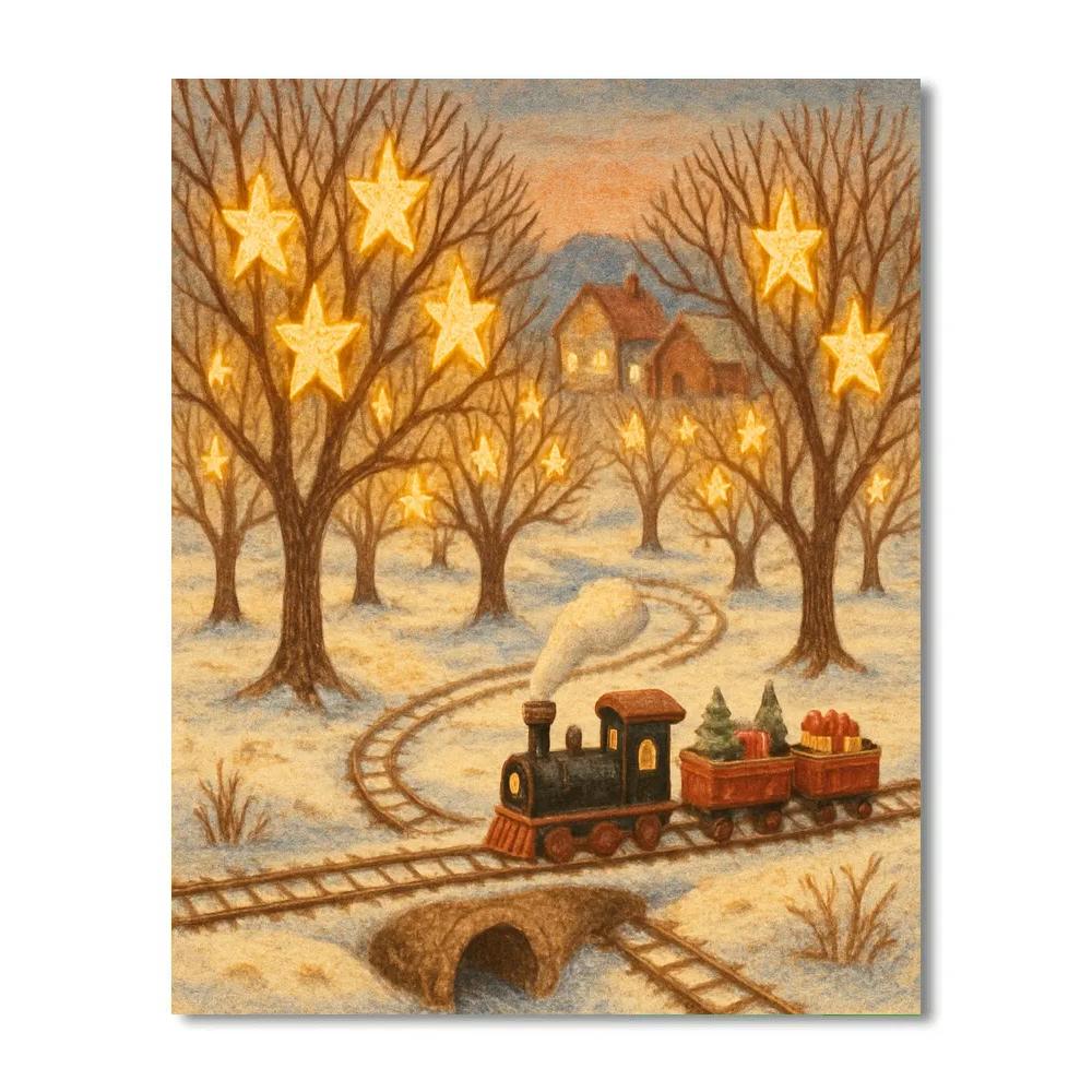 Christmas Winter Star Orchard Railway painting number kit