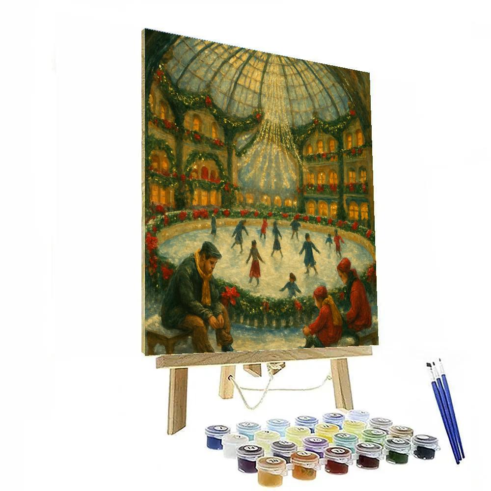 Christmas Winter Ice Rink Under Glass Dome Paint by numbers kits