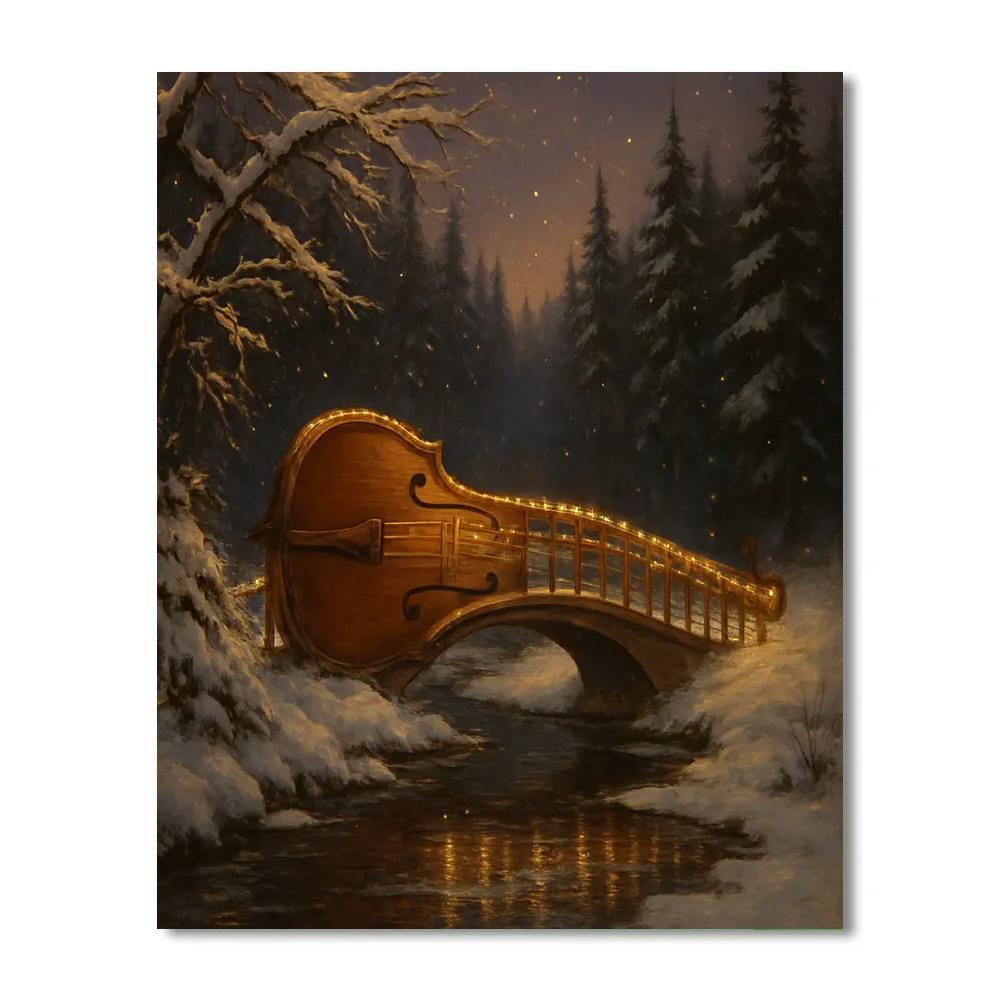 Frosted Forest Violin Bridge Paint by numbers art