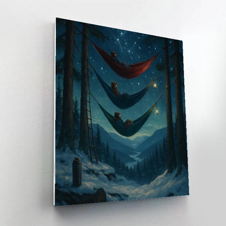 Christmas Winter Mountain Stargazer Hammocks DIY paint by numbers