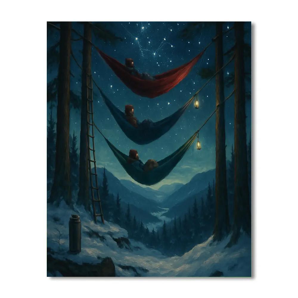 Christmas Winter Mountain Stargazer Hammocks DIY paint by numbers