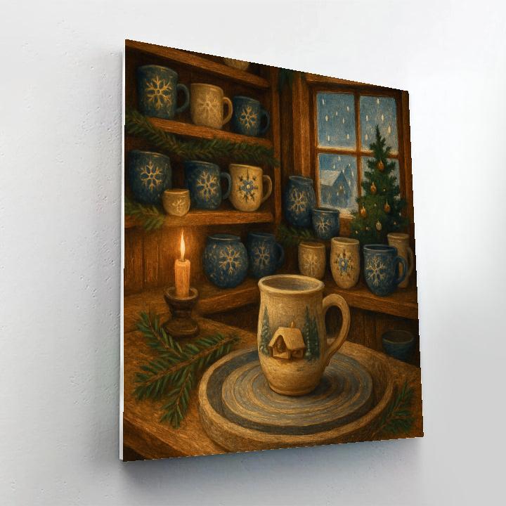 Christmas Winter Candlelit Snowflake Pottery Studio Paint by numbers art