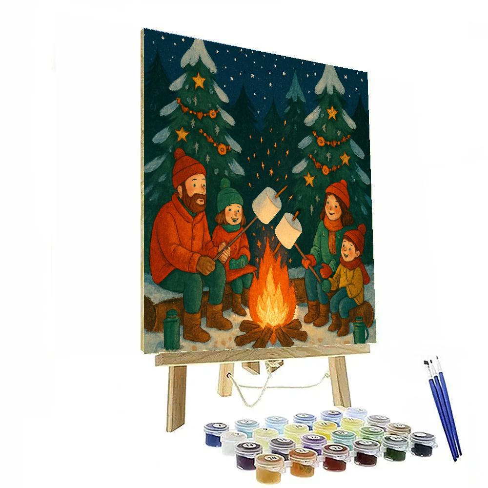 Holiday Marshmallow Forest Campfire paint by color