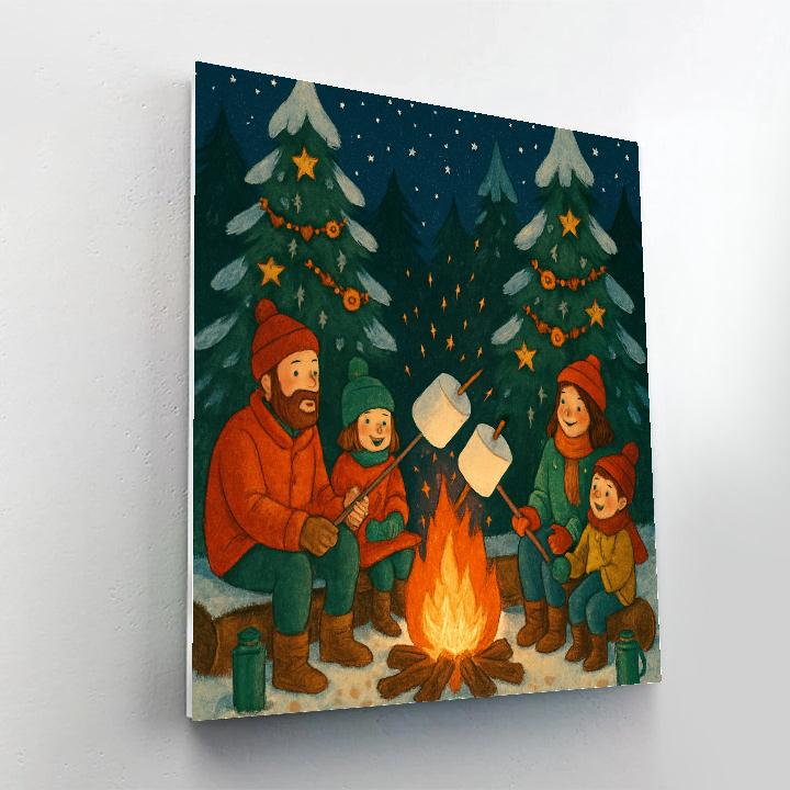 Holiday Marshmallow Forest Campfire paint by color