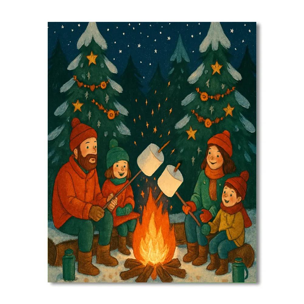Holiday Marshmallow Forest Campfire paint by color