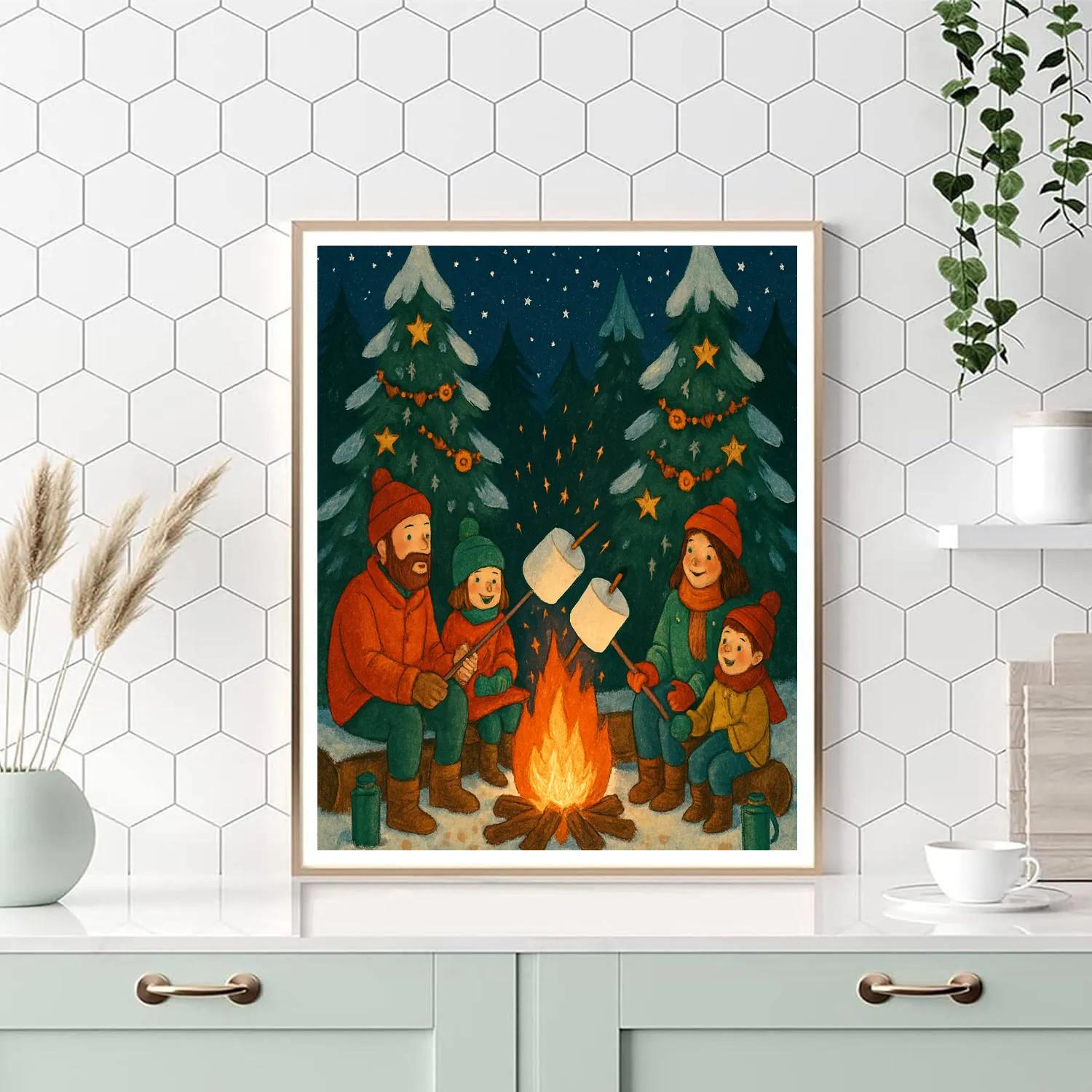 Holiday Marshmallow Forest Campfire paint by color