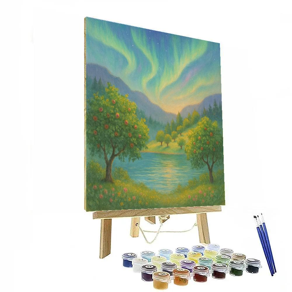 Aurora Orchard Over Silent Lake Numbered painting kits