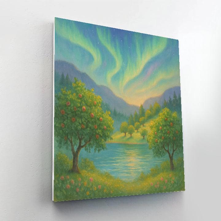 Aurora Orchard Over Silent Lake Numbered painting kits